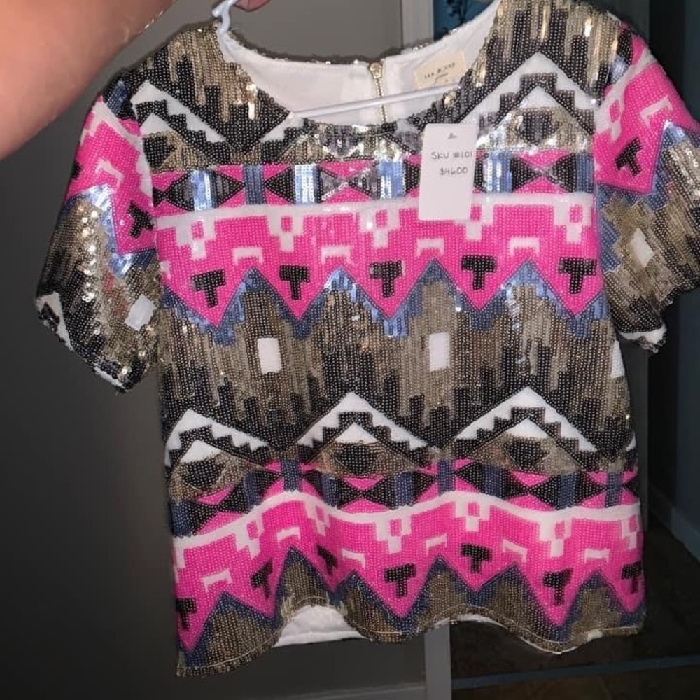 Boutique Aztec sequin top